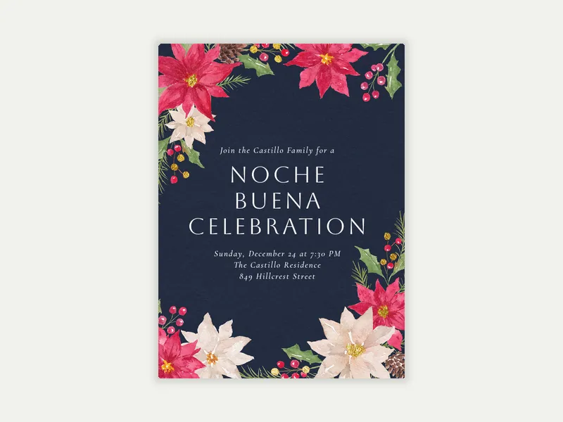 Noche Buena Poinsettias - christmas - Invitation