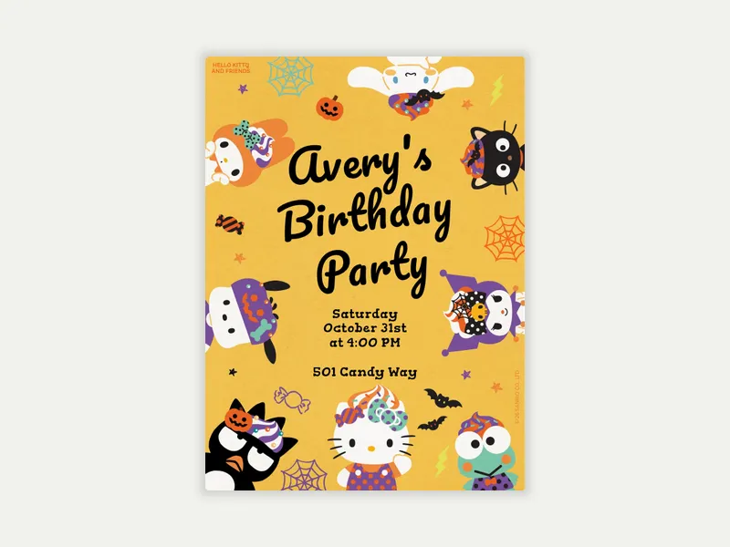 Sanrio’s Hello Kitty and Friends: Sweet & Spooky - birthday - Invitation
