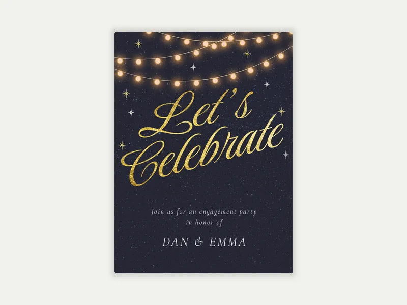 String Lights - engagement - Invitation
