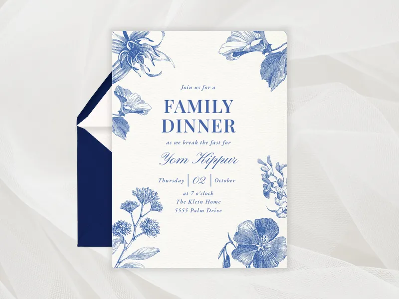 China Blue Floral Motif - featured - Invitation