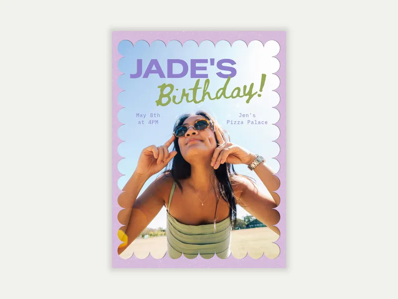Scalloped Frame (Photo) - 13th_birthday - Invitation
