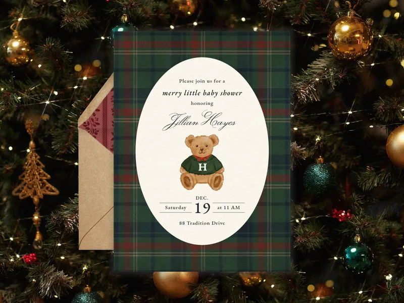 Festive Teddy Bear - baby_shower - Invitation