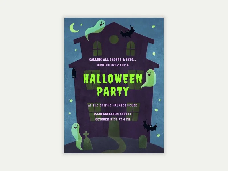 Ghosts & Bats - halloween - Invitation