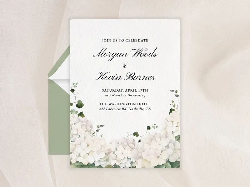 Hydrangea Bunches - wedding - Invitation