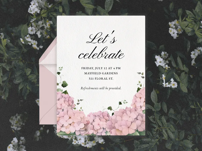 Hydrangea Bunches - dinner_party - Invitation