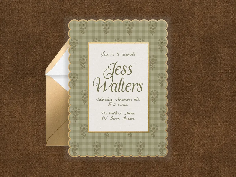 Gingham Blooms - baby_shower - Invitation