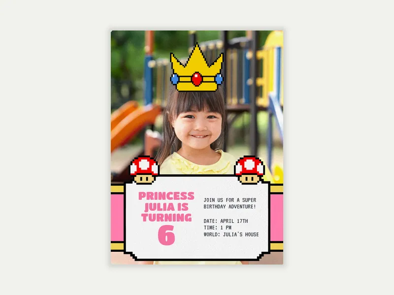 8-Bit Crown (Photo) - 3rd_birthday - Invitation
