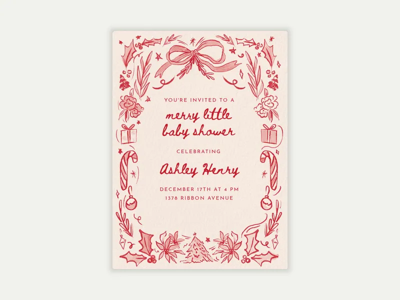 Doodle Wreath - baby_shower - Invitation