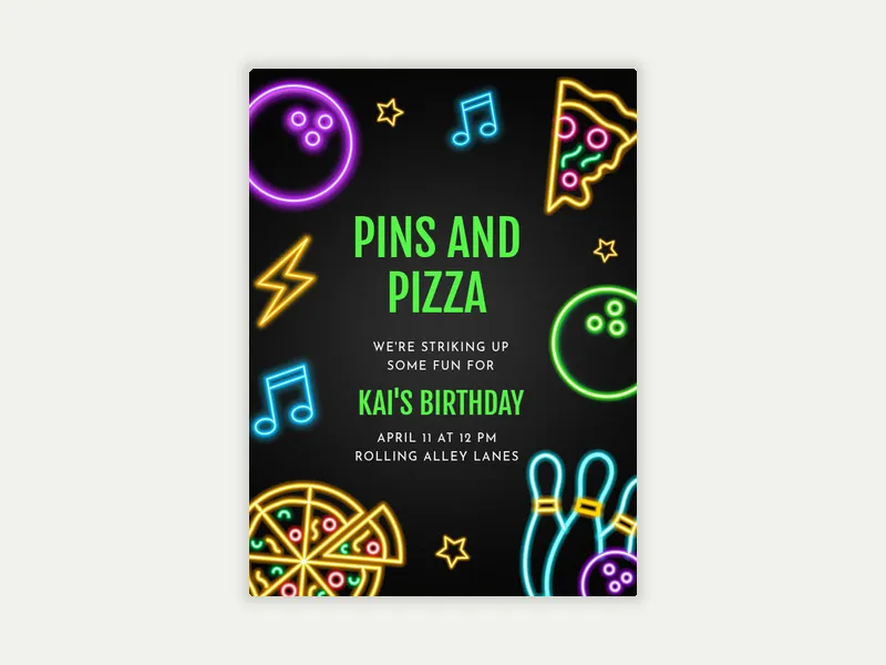 Pins & Pizza - birthday_forkids - Invitation