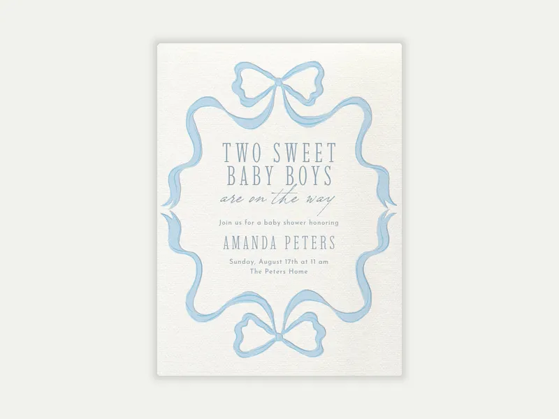 Rose Ribbon - twins_shower - Invitation