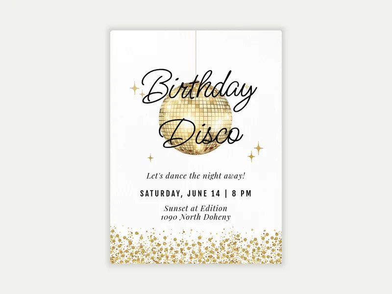 Gold on White Disco - sweet_sixteen - Invitation