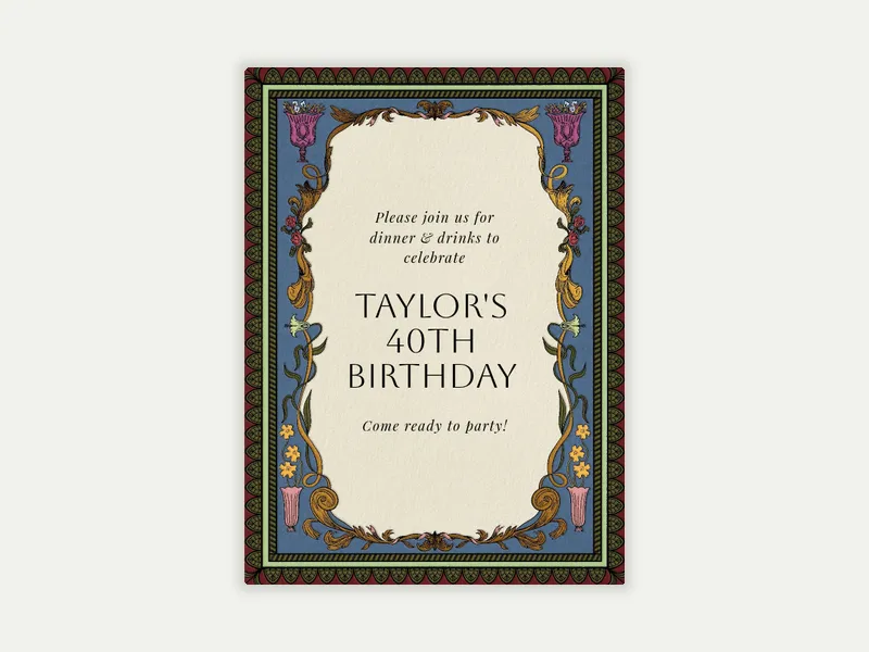 Les Fleurs en Bleu Invitation free template design