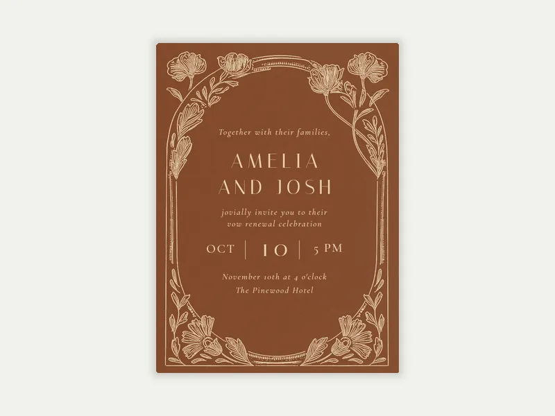Floral Etching - vow_renewal - Invitation