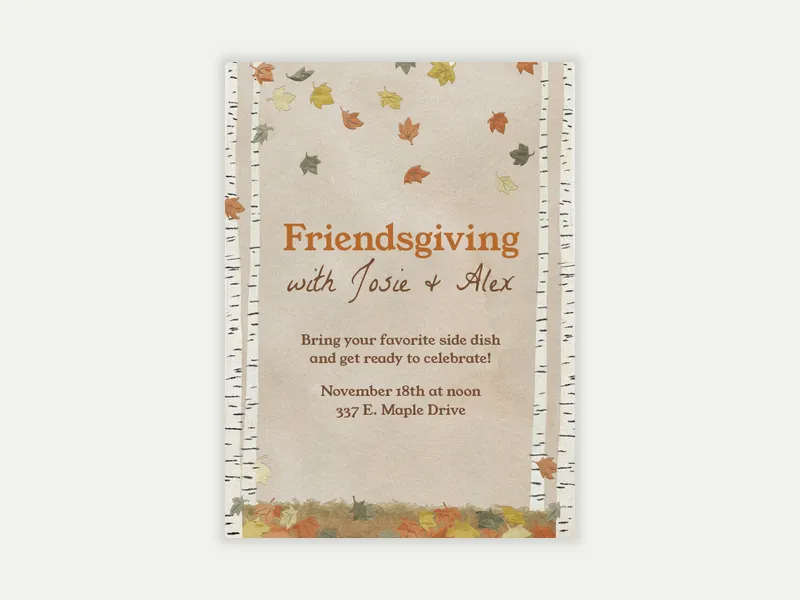 Friendsgiving Birch - thanksgiving - Invitation