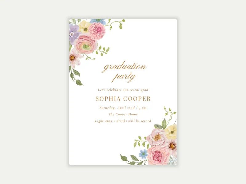 Joyful Blooms - graduation - Invitation