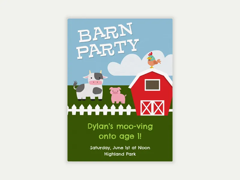 Farm Animals - babys_first - Invitation