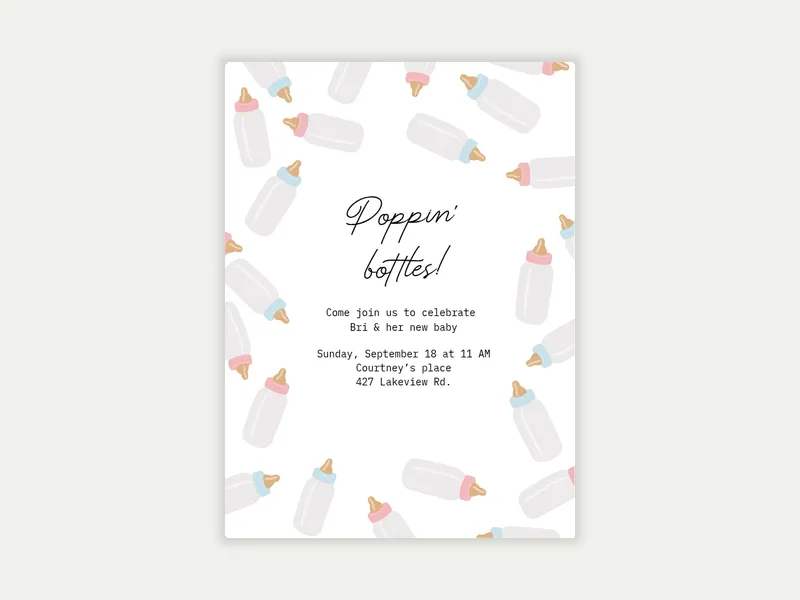 Poppin' Bottles Baby - sip_and_see - Invitation