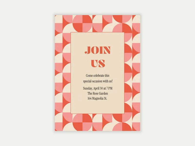 Red Mid Century Tile Border - business - Invitation