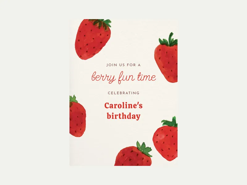 Strawberry Fields - 5th_birthday - Invitation