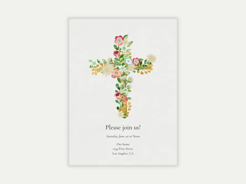 Floral Cross Invitation free template design