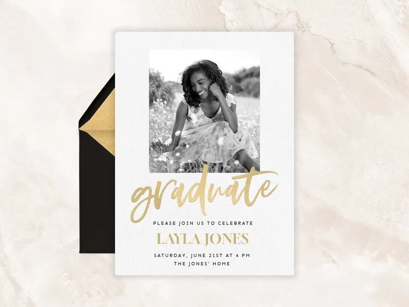 Shimmer Script Graduation (Photo) - graduation - Invitation