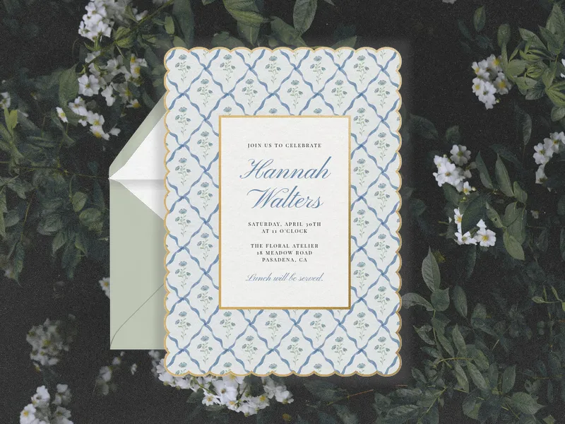 Scalloped Rose Invitation premium template design