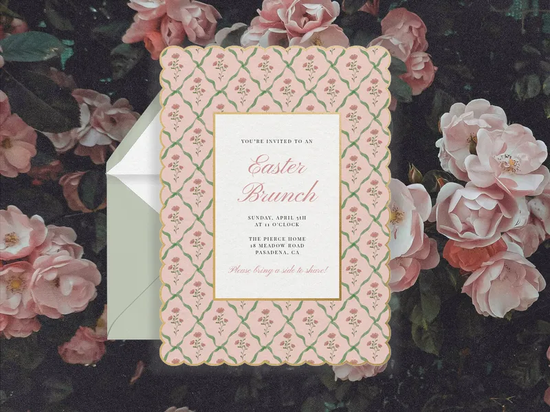 Scalloped Rose - easter - Invitation
