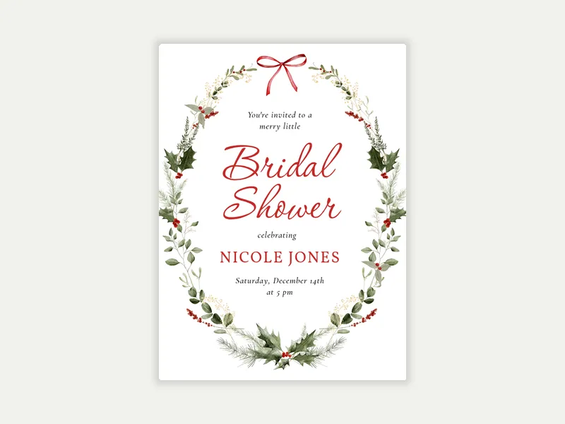 Holly Wreath - bridal_shower - Invitation