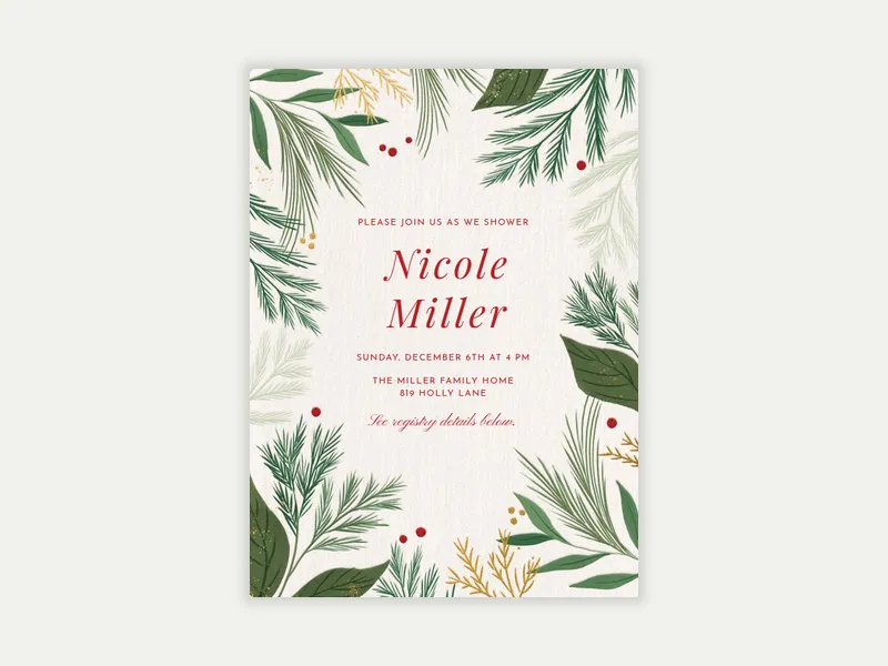 Winter Leaves Invitation free template design