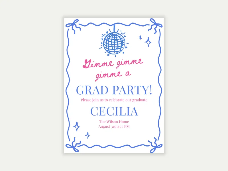 Disco Doodles - graduation - Invitation