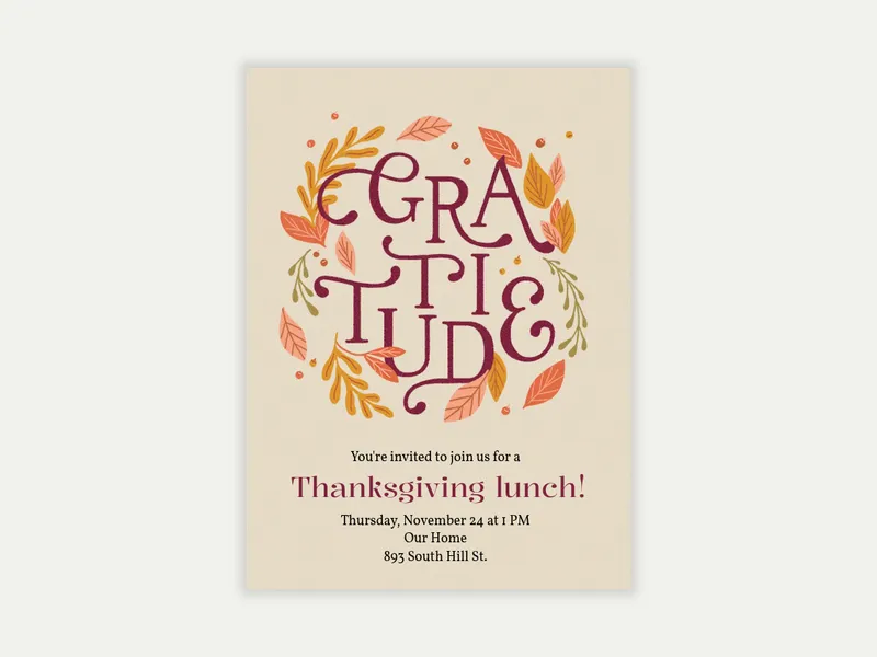 Floral Gratitude - thanksgiving - Invitation