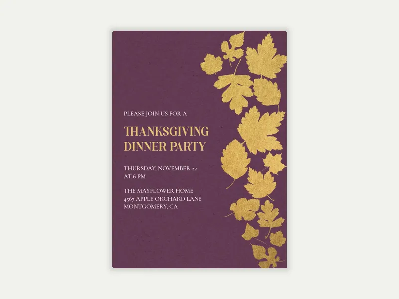Falling Leaves - thanksgiving - Invitation