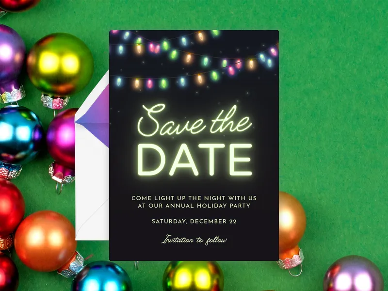 Neon Holiday - holiday_save_the_date - Invitation