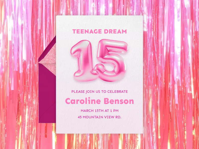 Holographic Balloons Invitation premium template design