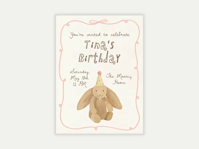 Snuggle Bunny - 4th_birthday - Invitation