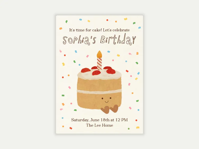 Cute Cake - birthday_forkids - Invitation