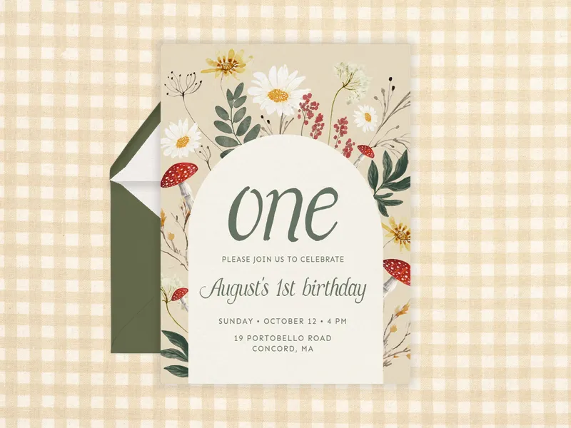 One Cute Mushroom - seasons - Invitation