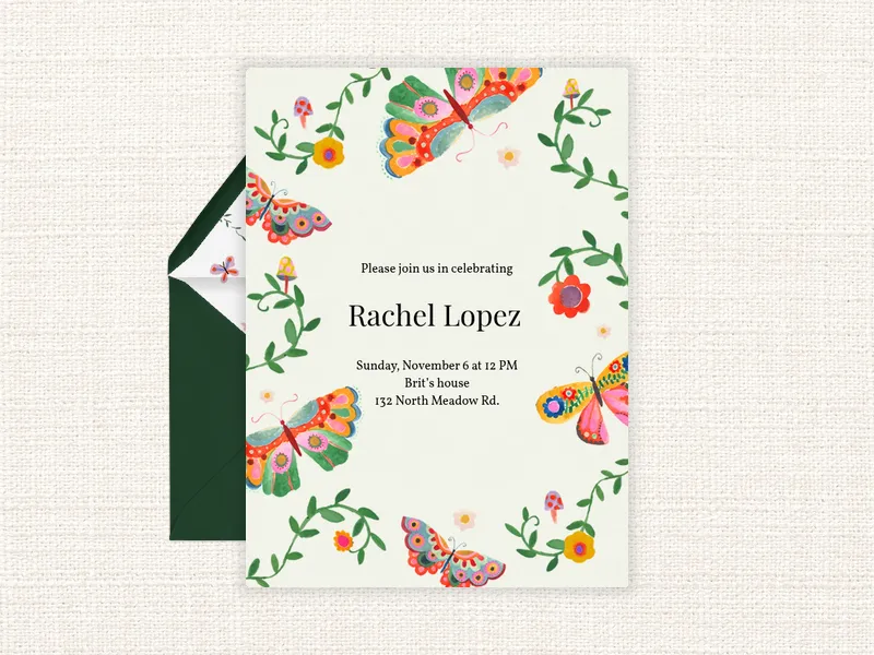 Botanical Butterflies Invitation premium template design