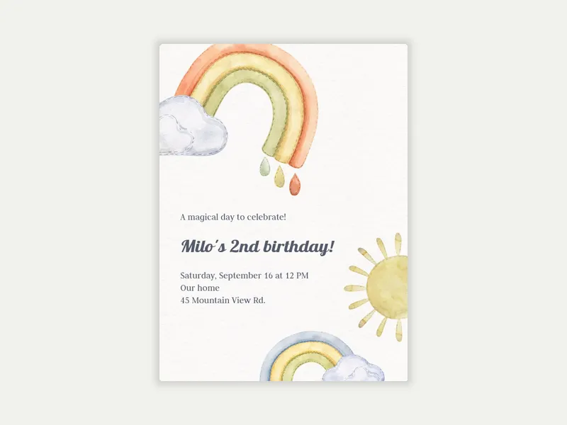 Sunshine & Rainbows Invitation free template design