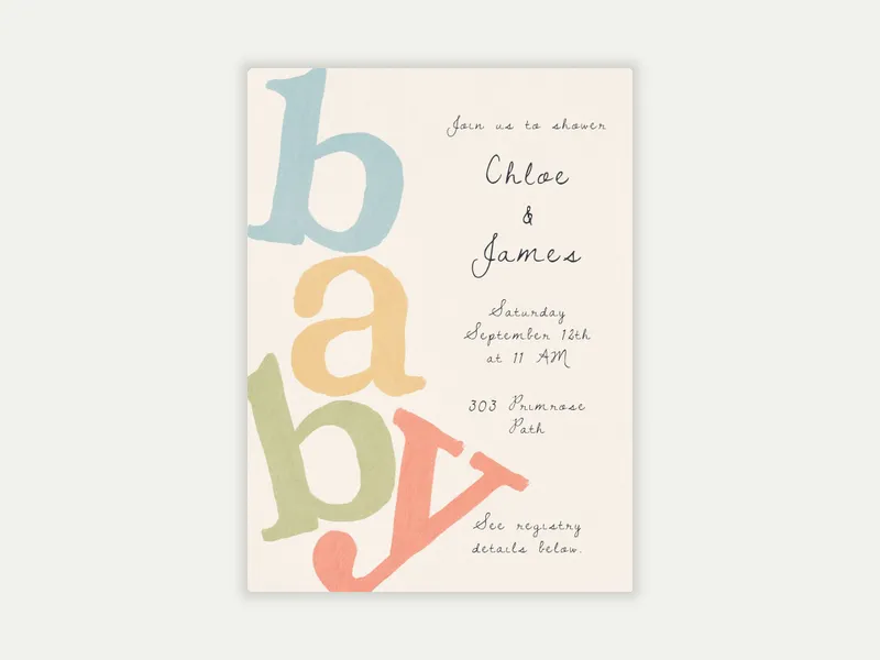 Baby Letter Drop - baby_shower - Invitation