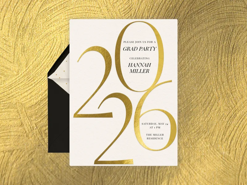 Gold Number Milestone - graduation - Invitation
