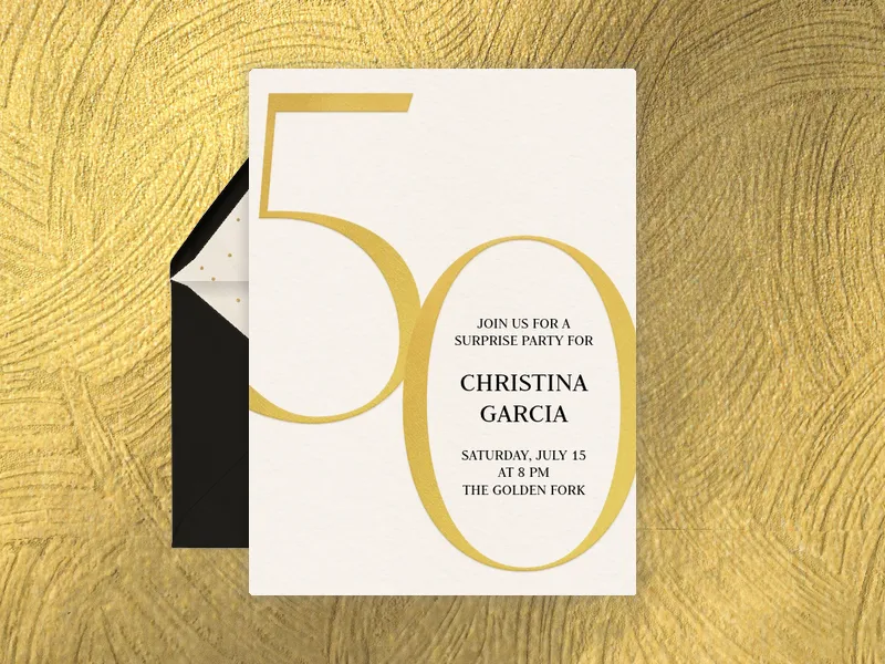Gold Number Milestone - 50th_birthday - Invitation