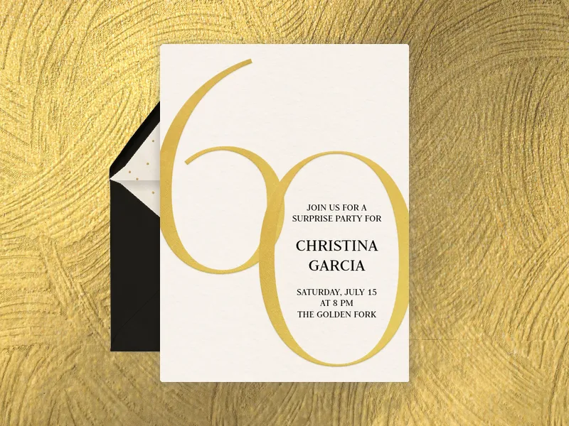 Gold Number Milestone - 60th_birthday - Invitation