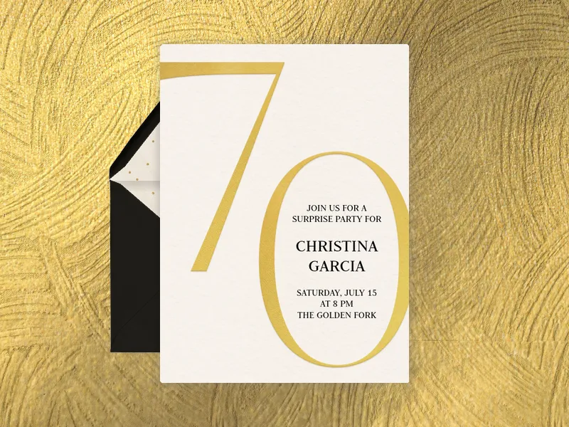 Gold Number Milestone - 70th_birthday - Invitation