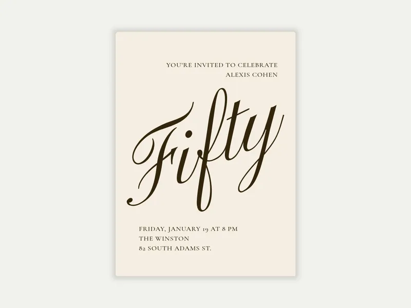 Cursive Numbers Invitation free template design
