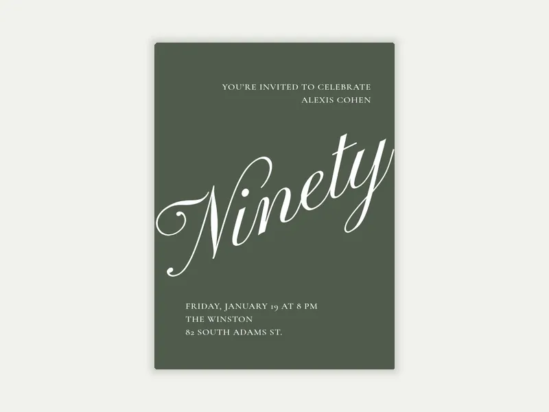 Cursive Numbers Invitation free template design