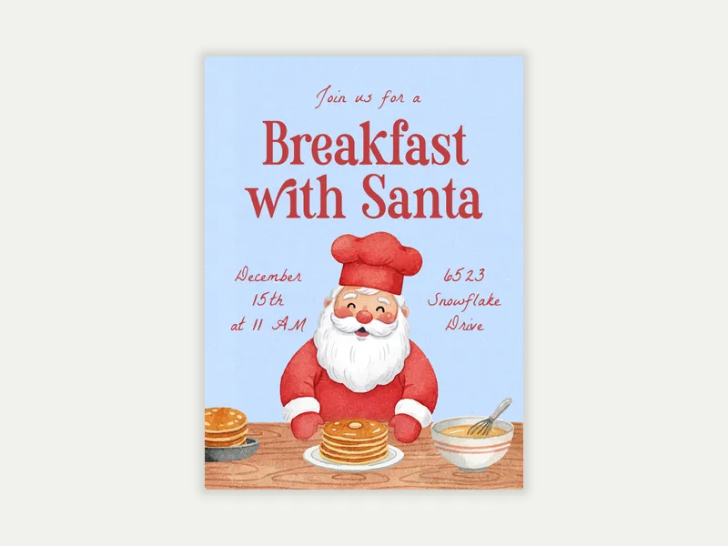 Breakfast with Santa Invitation free template design