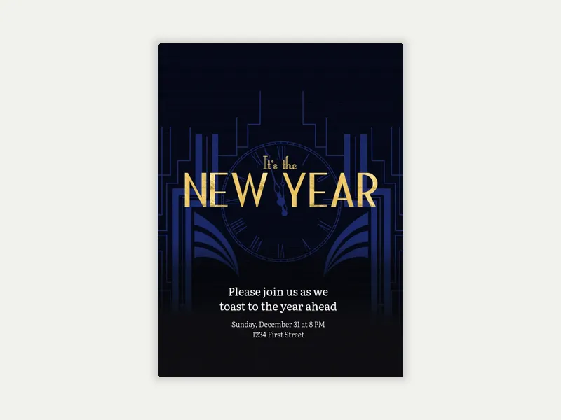 Deco Clock - new_years - Invitation