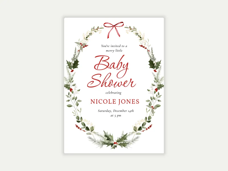 Holly Wreath - baby_shower - Invitation
