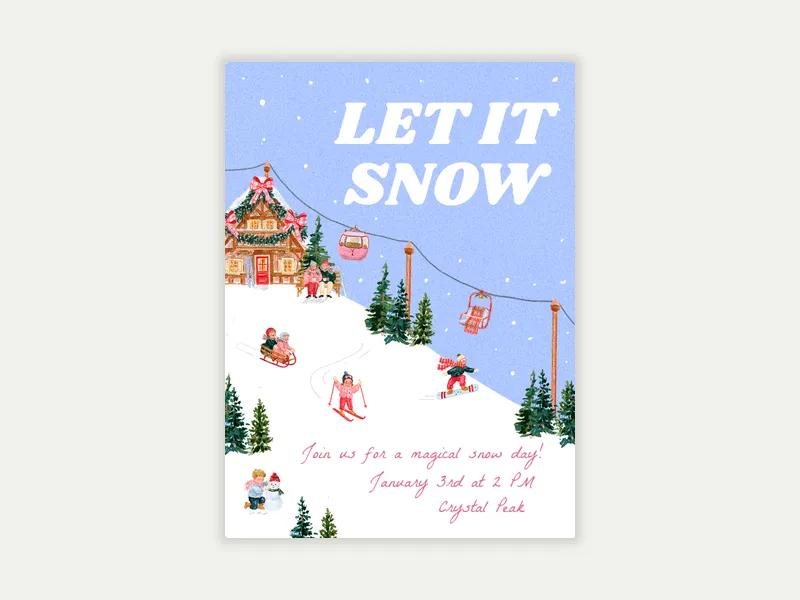 Snowy Hill - winter - Invitation